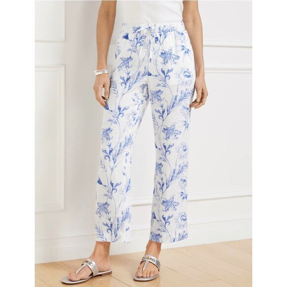 Talbots‎ Straight Ankle Pull on Pants Ocean Flora Petite XL - Picture 1 of 10